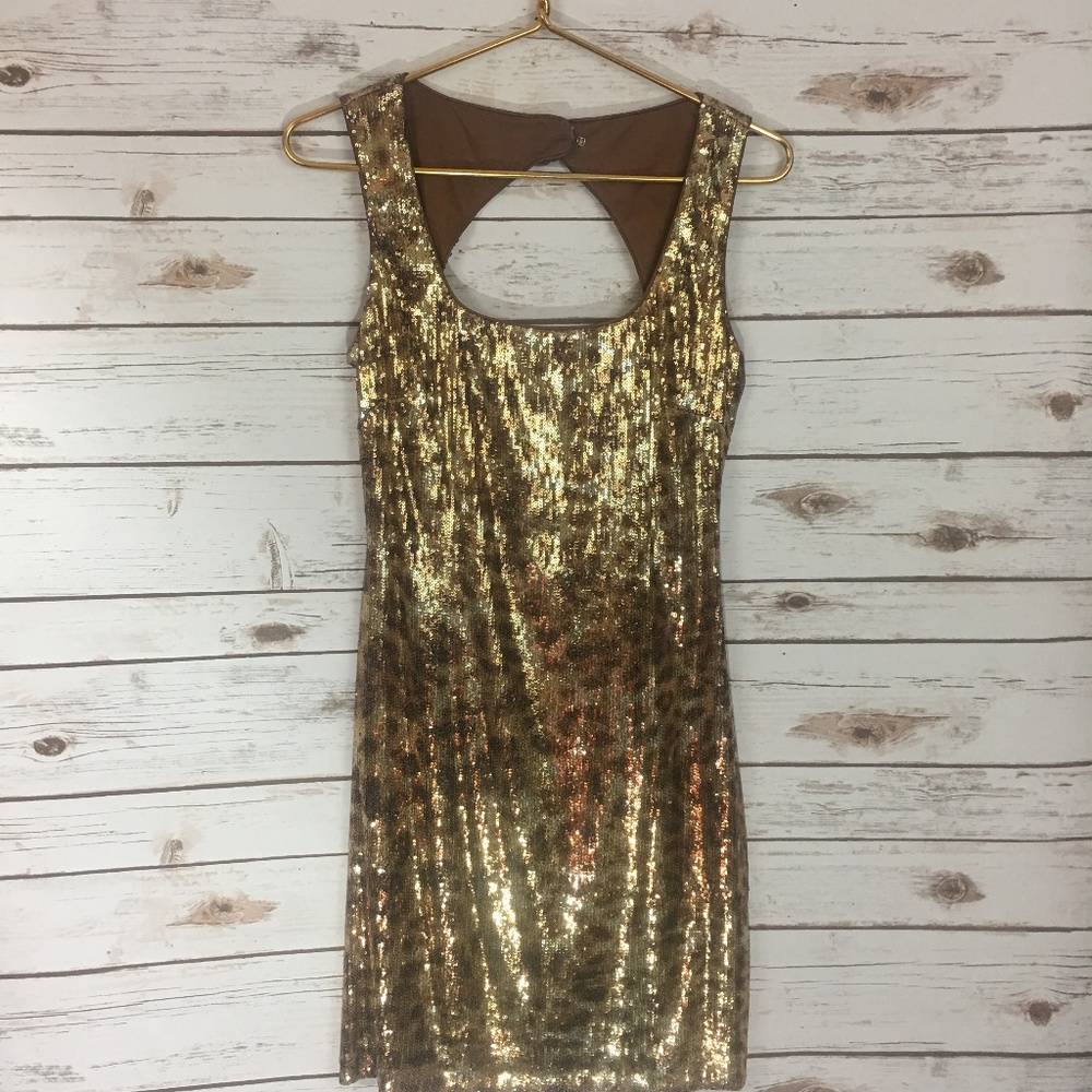 Cache Gold Leopard Print Dress - image 1
